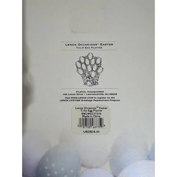 Lenox Easter Tulip Egg Platter Pastel Bunny Basket Deviled Egg Plate New Boxed - Picture 10 of 11